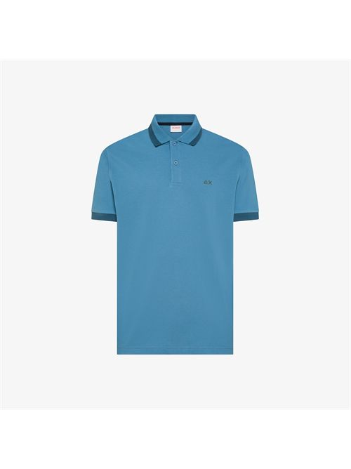 Polo a maniche corte in cotone blu avio